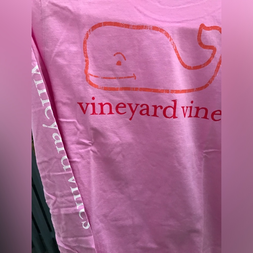 New Women’s Vineyard Vines Long Sleeve Vintage Whale Pocket Tee, Formosa Pink, S
